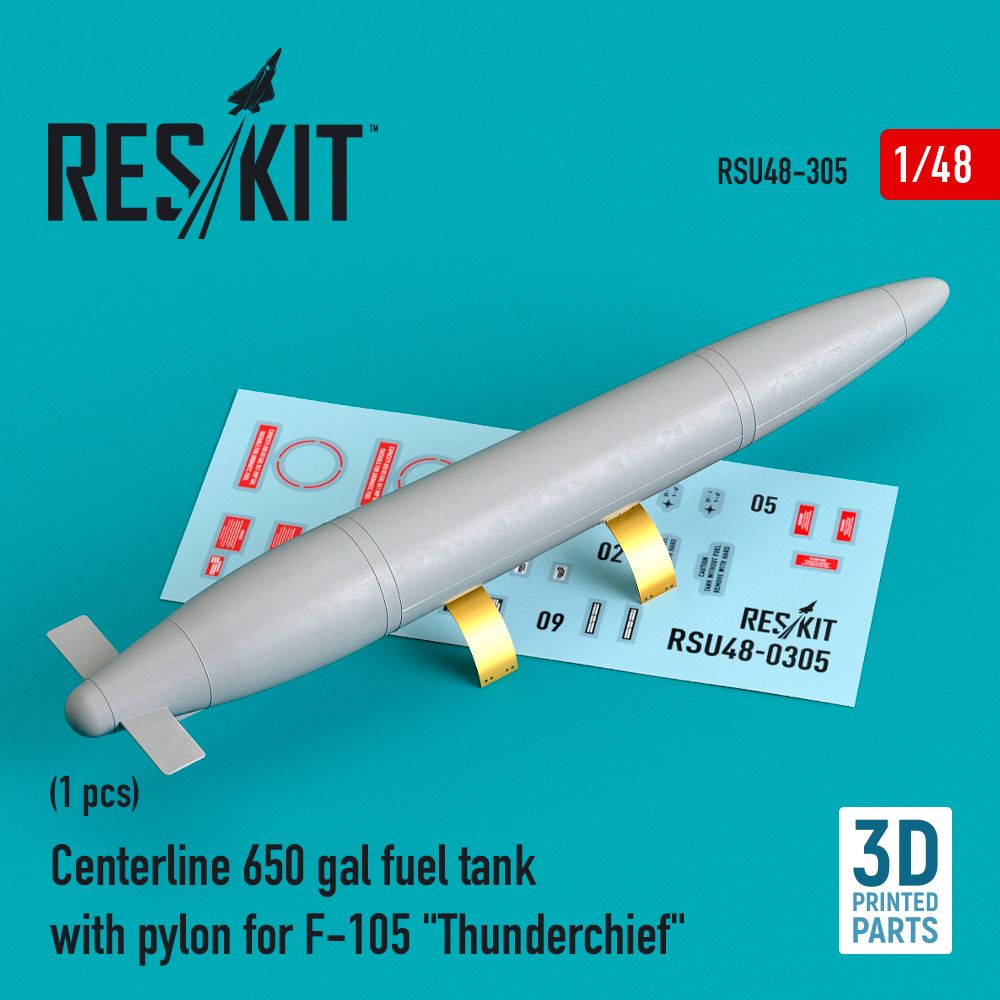 1:48 Centerline 650 gal fuel tank with pylons for Republic F-105D/F-105G Thunderchief (1 pcs)