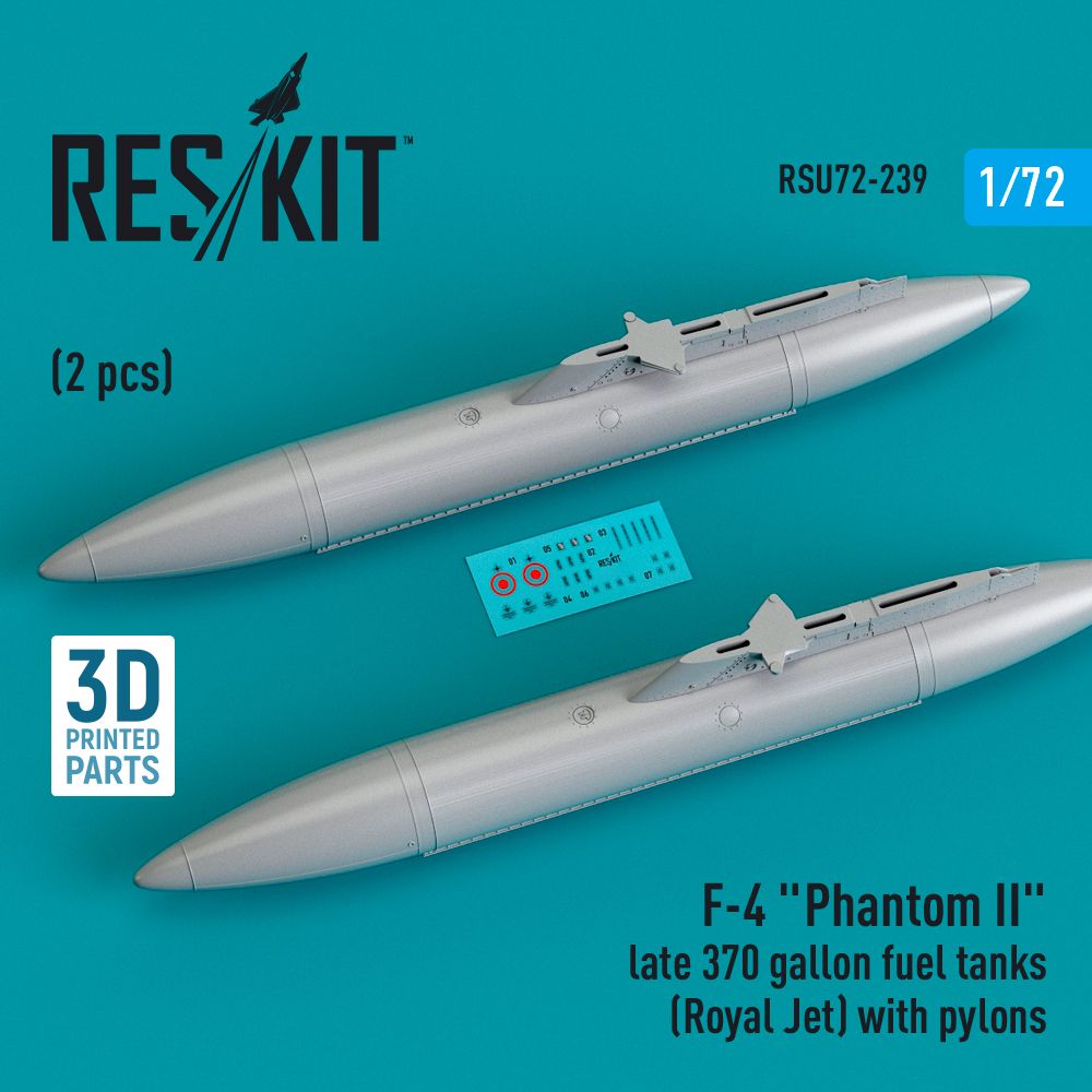 1:72 F-4 Phantom II late 370 gallon fuel tanks (Royal Jet) with pylons (2 pcs)