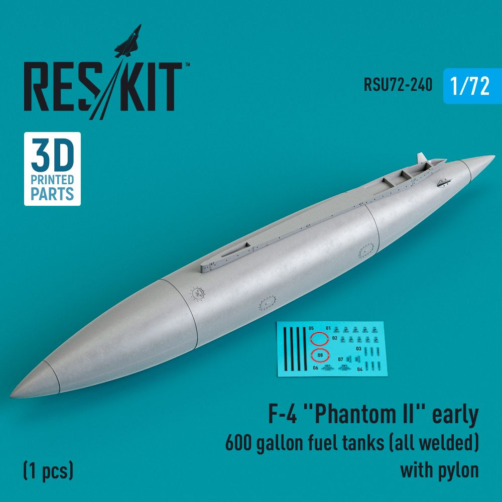 1:72 McDonnell F-4 Phantom II early 600 gallon fuel tanks (all welded) with pylon (1 pcs)