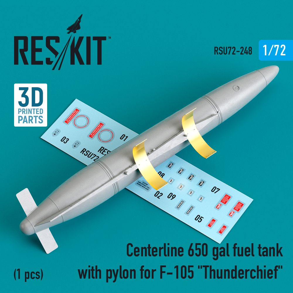 1:72 Centerline 650 gal fuel tank with pylons for Republic F-105D/F-105G Thunderchief (1 pcs)