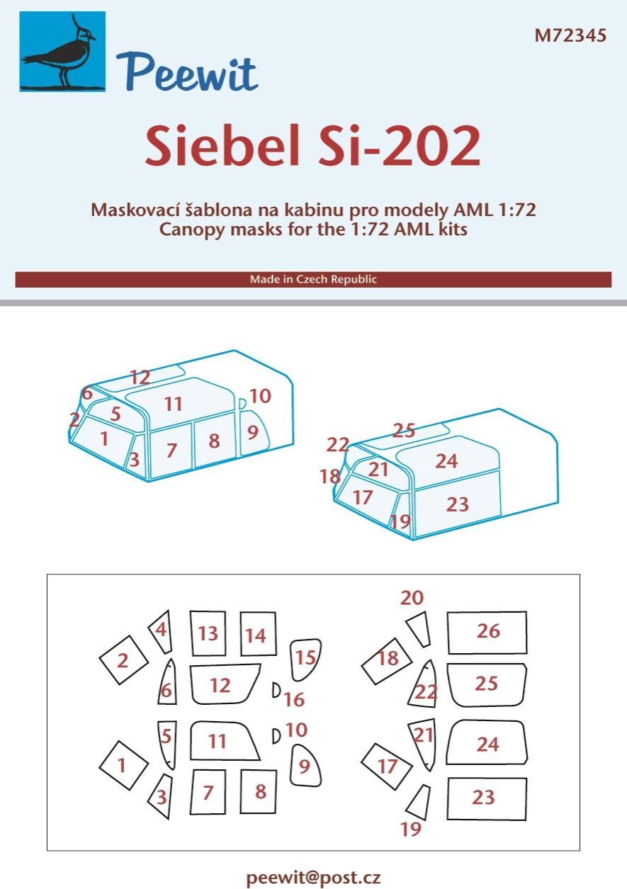1:72 Siebel Si-202A canopy frame paint mask