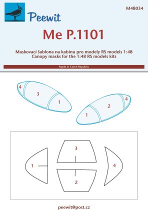 1:48 Messerschmitt P.1101 canopy frame paint mask