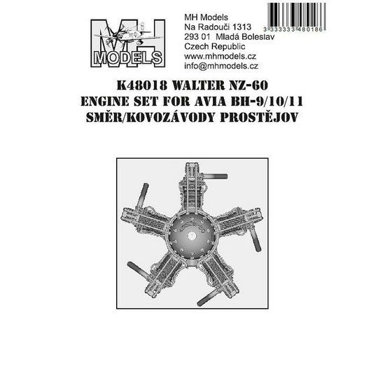 1:48 Walter NZ-60 engine set for Avia BH-9/10/11 Směr/Kovozávody Prostějov /SMR,KVP