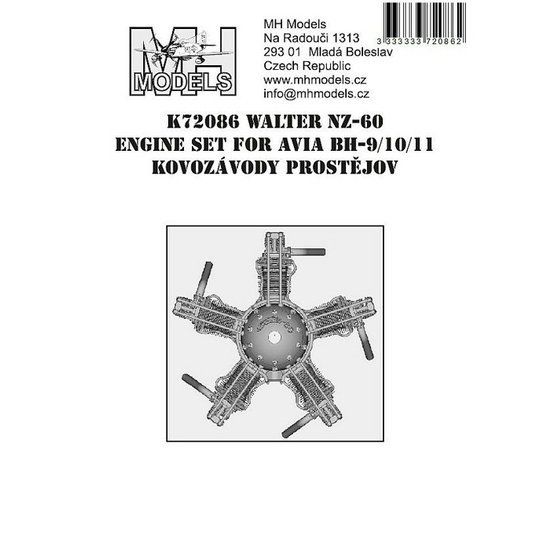 1:72 Walter NZ-60 engine set for Avia BH-9/10/11 Kovozávody Prostějov /KVP