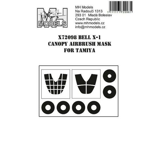 1:72 Bell X-1 canopy airbrush mask /TAM