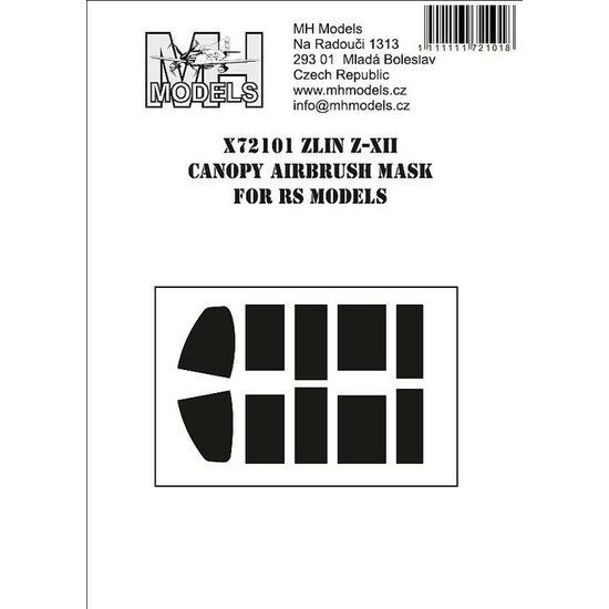 1:72 Zlin Z-XII canopy airbrush mask /RSM