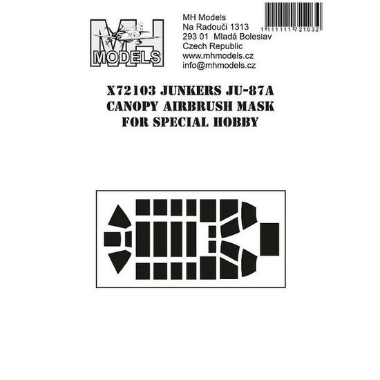 1:72 Junkers Ju-87A canopy airbrush mask for Special Hobby