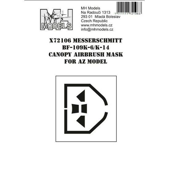 1:72 Messerschmitt Bf-109K-6/K-14 canopy airbrush mask /AZM
