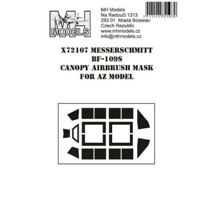 1:72 Messerschmitt Bf-109S canopy airbrush mask for /AZM
