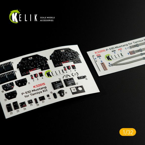 1:32 P-51D Mustang interior 3D decals for Tamiya