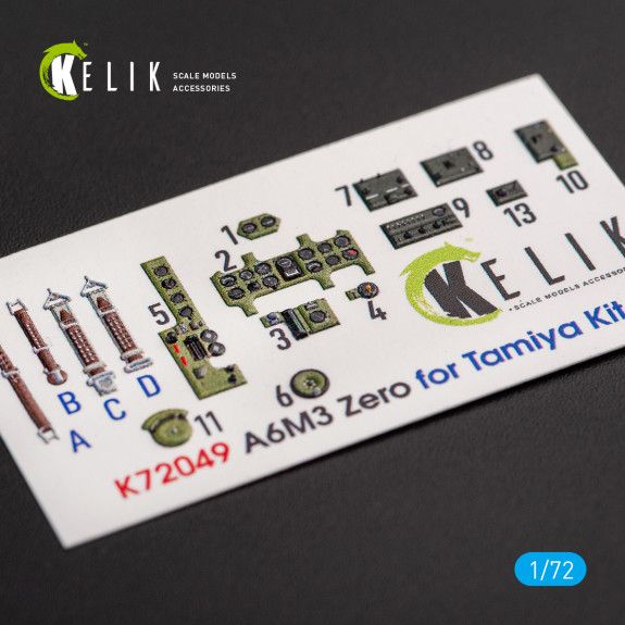 1:72 A6M3 ZERO - INTERIOR 3D DECALS FOR TAMIYA KIT
