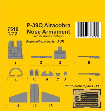 1:72 P-39Q Airacobra Nose Armament for Arma Hobby kit