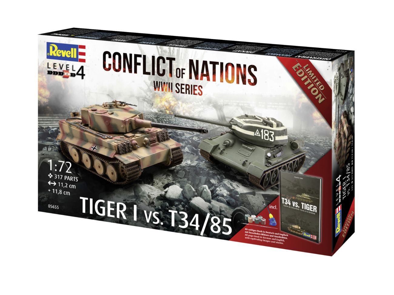 1:72 Conflict of Nations WWII Series Model Set (Tiger I & T-34/85)