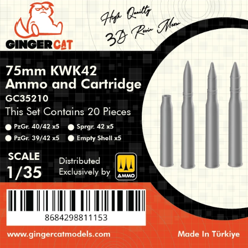 1:35 7.5cm KWK42 Ammo and Cartridge (30pcs)