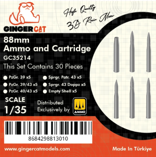 1:35 8.8cm Ammo and Cartridge (18pcs)