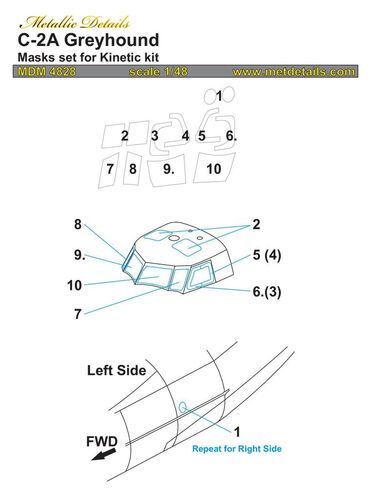 1:48 Grumman C-2 A Greyhound - Masks Set (designed to be used with Kinetic Model kits)