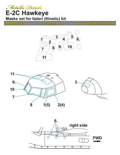 1:48 Grumman E-2 C Hawkeye - Masks Set (designed to be used with Italeri and Kinetic Model kits)
