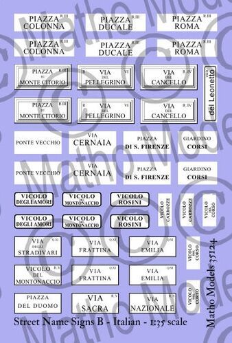 1:35 Street Name Signs B - Italian