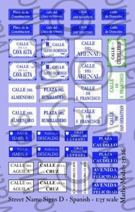 1:35 Street Name Signs D - Spanish