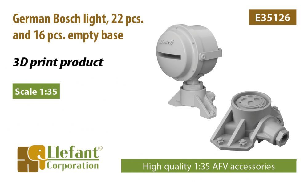 1:35 German Bosch light, 22 pcs. and 16 pcs. empty base