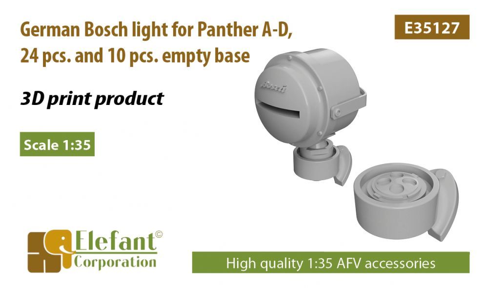 1:35 German Bosch light for Panther A-D, 24 pcs. and 10 pcs. empty base