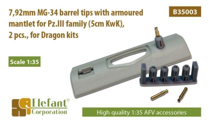 1:353 7,92mm MG-34 barrel tips with armoured mantlet for Pz.III family ( 5cm KwK ), 2 pcs., Dragon kits