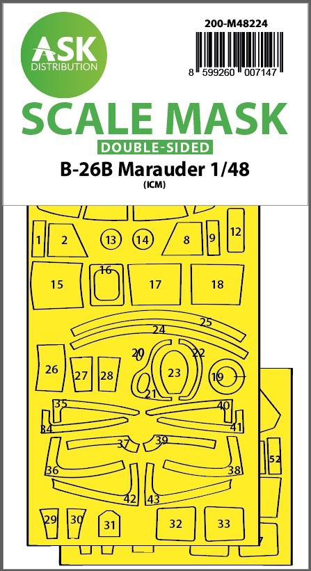 1:48 B-26B Marauder double-sided express fit mask for ICM
