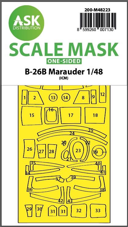 1:48 B-26B Marauder one-sided express fit mask for ICM