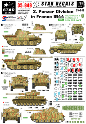1:35 2. Panzer Div. in France 1944. PzKpfw IV, Panther, SdKfz 251 Stum.