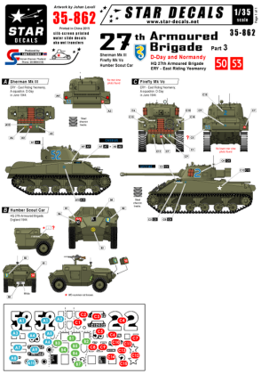 1:35 Br. 27th Arm.Bde. D-Day/Normandy # 3. Sherman III, Firefly Vc, Humb.SC