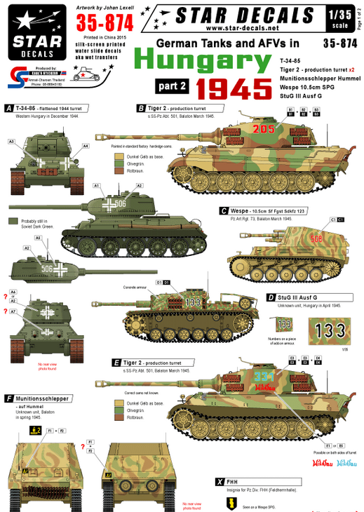 1:35 German tanks in Hungary 1945 # 2. Tiger 2, T-34-85, Wespe etc...