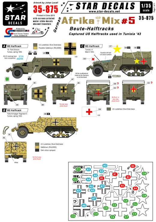 1:35 German Afrika Mix # 5. Beute-Halftracks. Captured US Halftracks.