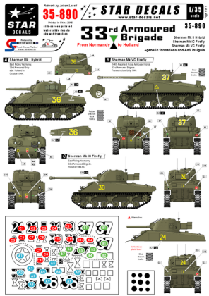 1:35 British 33rd Armoured Brigade From Normandy to Holland. Sherman, Firefly IC and VC