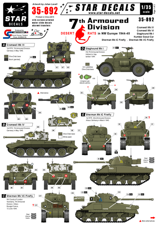 1:35 7th Armoured Division - Desert Rats NWE. Cromwell, Humber SC, Staghound, Firefly