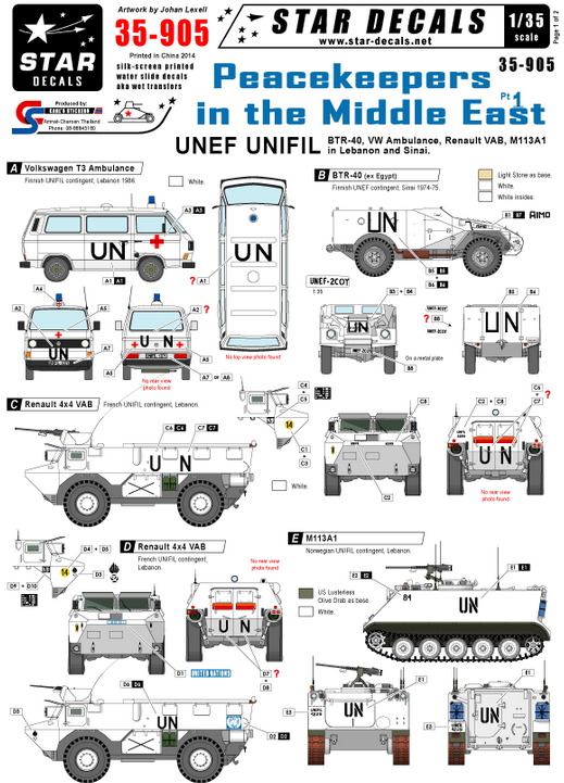 1:35 Peacekeepers in the Middle East. BTR-40, VW T3 bus, VAB, M113A1
