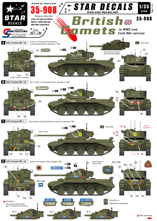 1:35 British Comets in ww2 and cold war. A34 Comet.