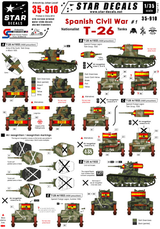 1:35 Spanish Civil War # 1. Nationalist T-26 tanks.