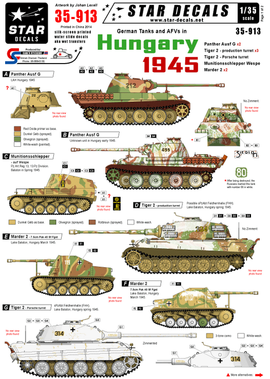 1:35 German tanks in Hungary 1945 # 1. Panther, Tiger 2, Marder 2 etc...