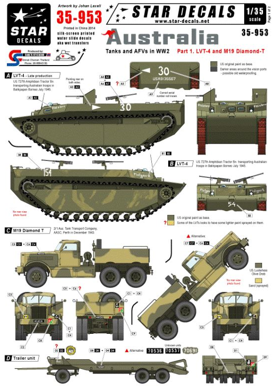 1:35 Australian Tanks and AFVs # 1. LVT-4 & M19 Diamond Tank transp.