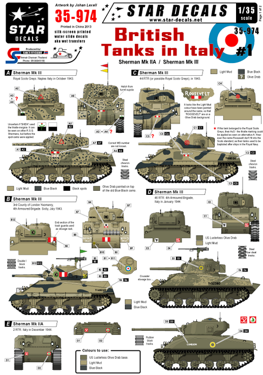 1:35 British Tanks in Italy. Sherman Mk IIA and Mk III.