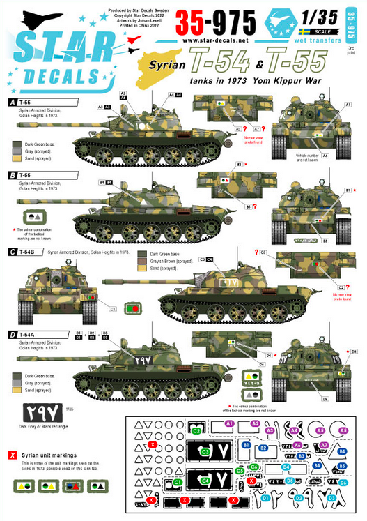 1:35 Syrian T-54 and T-55. Tanks Yum Kippur War 1973.