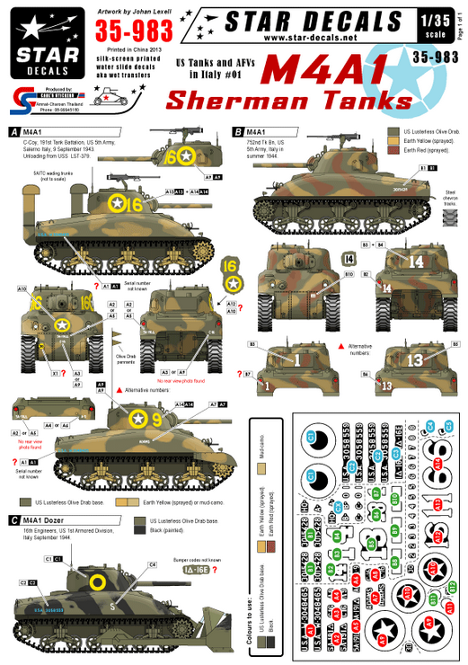 1:35 US M4A1 Sherman Tanks in Italy.