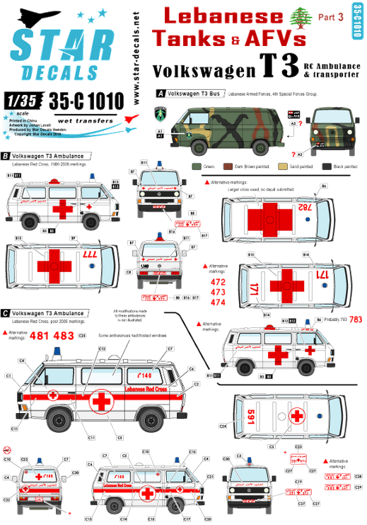 1:35 Lebanese Tanks & AFVs # 3. Volkswagen T3 ambulance and transporter.
