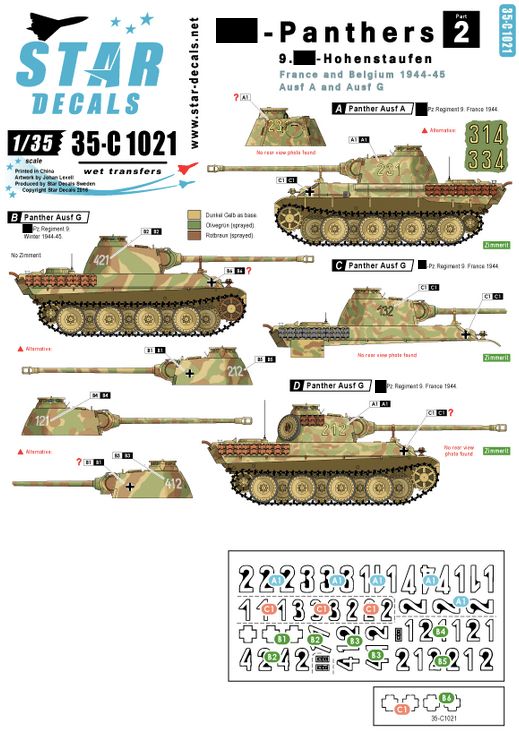 1:35 SS-Panthers # 2. 9. SS-Hohenstaufen, France and Belgium. Ausf A and G