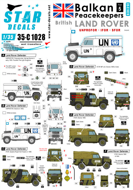 1:35 Balkan Peacekeepers # 5. British Land Rover. UN, IFOR, SFOR