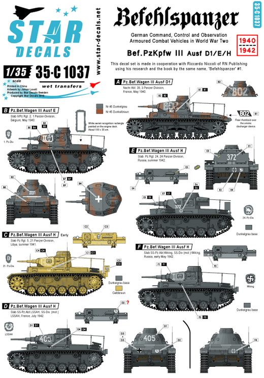 1:35 Befehlspanzer # 2. Bef.Pz. III Ausf D1/E/H.