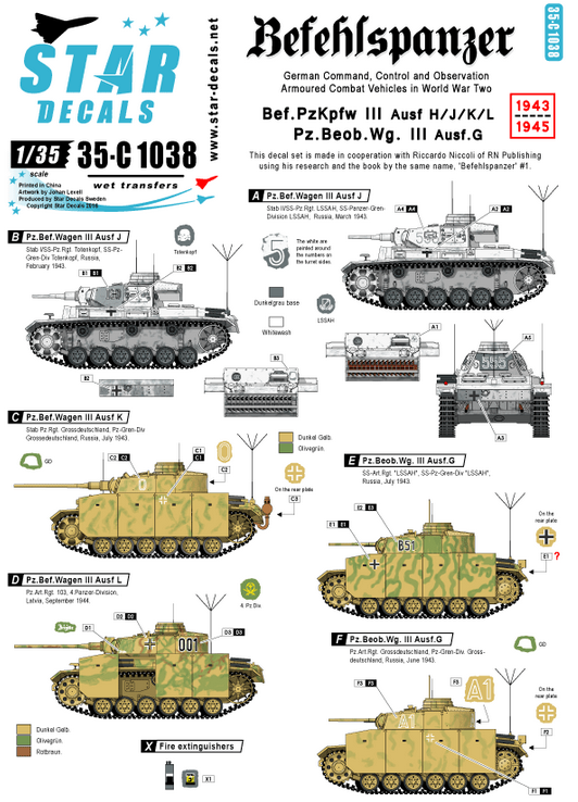 1:35 Befehlspanzer # 3. Bef.Pz. III Ausf H/J/K/L, , Beob.Pz. III Ausf G.