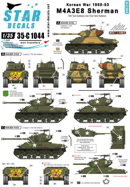 1:35 Korean War M4A3E8 Sherman. Tigerfaces. Available again