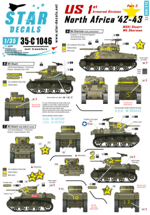 1:35 US in North Africa # 2. 1st Armored Division M4 Sherman, M3 Stuart.