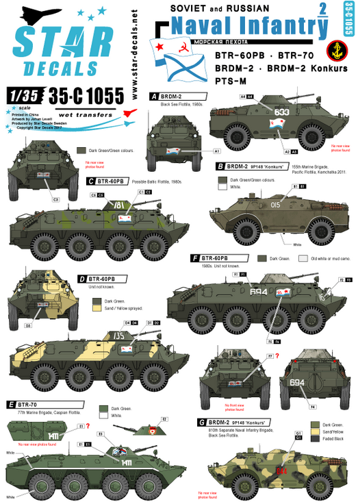 1:35 Soviet/Russian Naval Infantry # 2. BTR-60PB, BTR-70, BRDM-2, Konkurs, PTS-M.